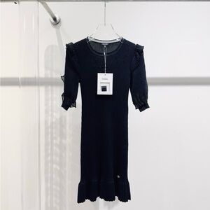 🚩steal authentic CHANEL Elegant Black Long Sleeve Dress